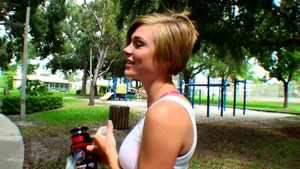 Street Blowjobs - Blonde Tracy Lee pussy fuck outdoors