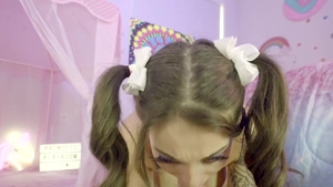 Inserted: Tattooed brunette Maddy May fun with toys